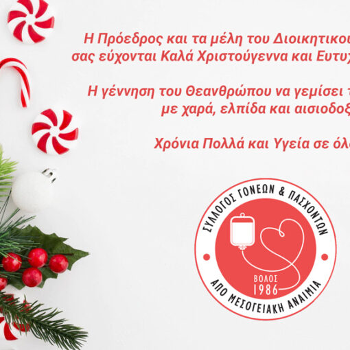 Η Πρόεδρος και τα μέλη του Διοικητικού Συμβουλίου, σας εύχονται Καλά Χριστούγεννα και Ευτυχισμένο το 2023! Η γέννηση του Θεανθρώπου να γεμίσει τις ψυχές μας με χαρά, ελπίδα και αισιοδοξία! Χρόνια Πολλά και Υγεία σε όλους!